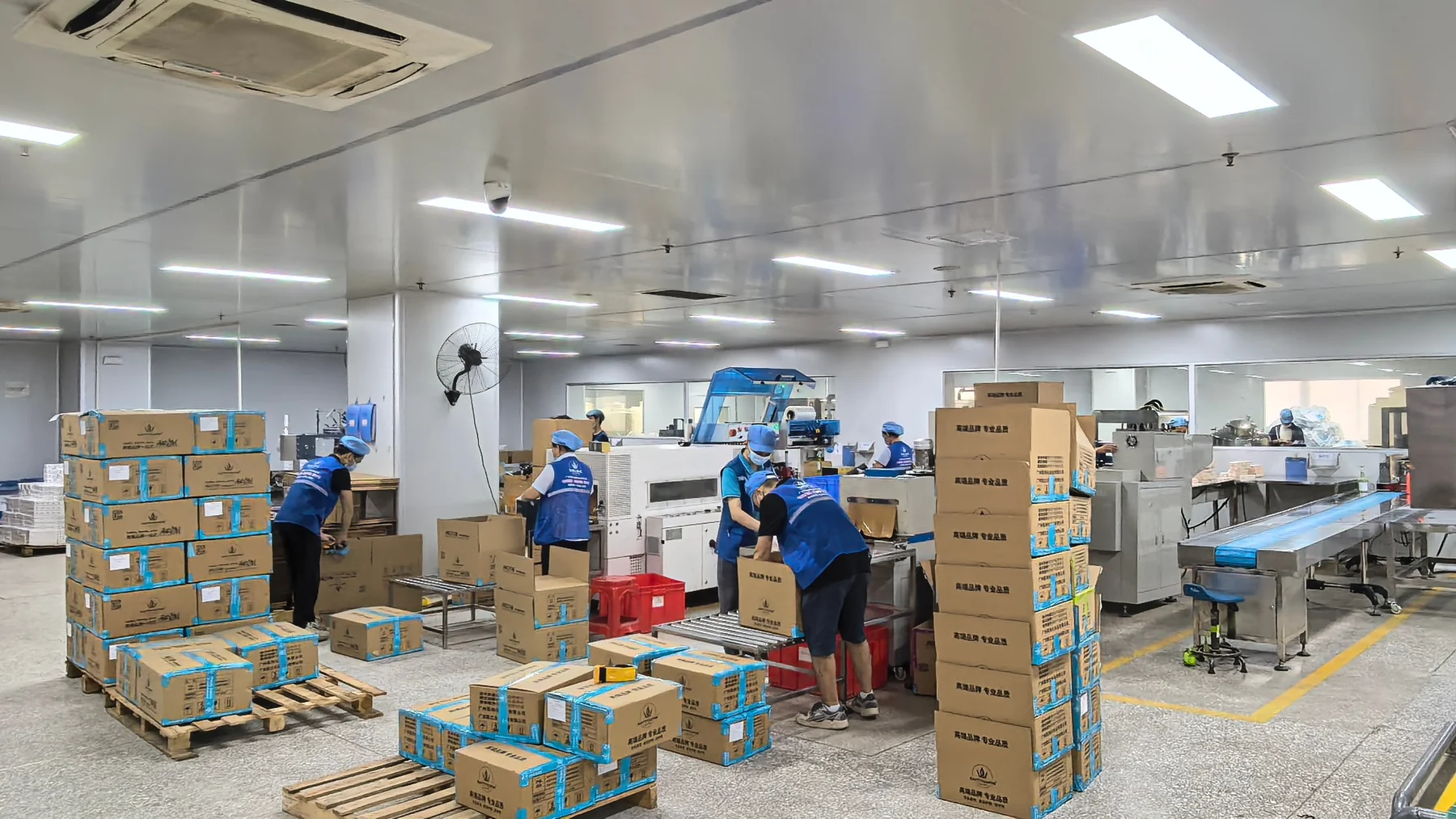 Kaiyi production team packing hair care products